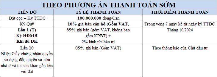 tiến độ thanh toán dự án the king tower