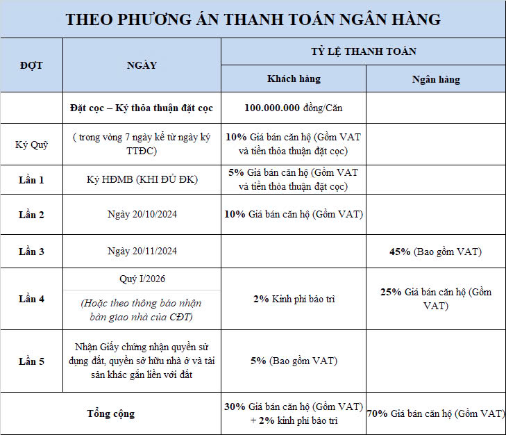 tiến độ thanh toán dự án the king tower